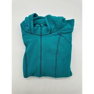 Athleta Fleece For Women w/ Hood 3/4 Zipper Long Sleeves & Pockets Sz S Green